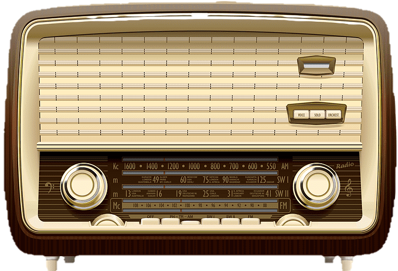 Rádio antigo decorativo com controles da Web Rádio Garagem do Véio